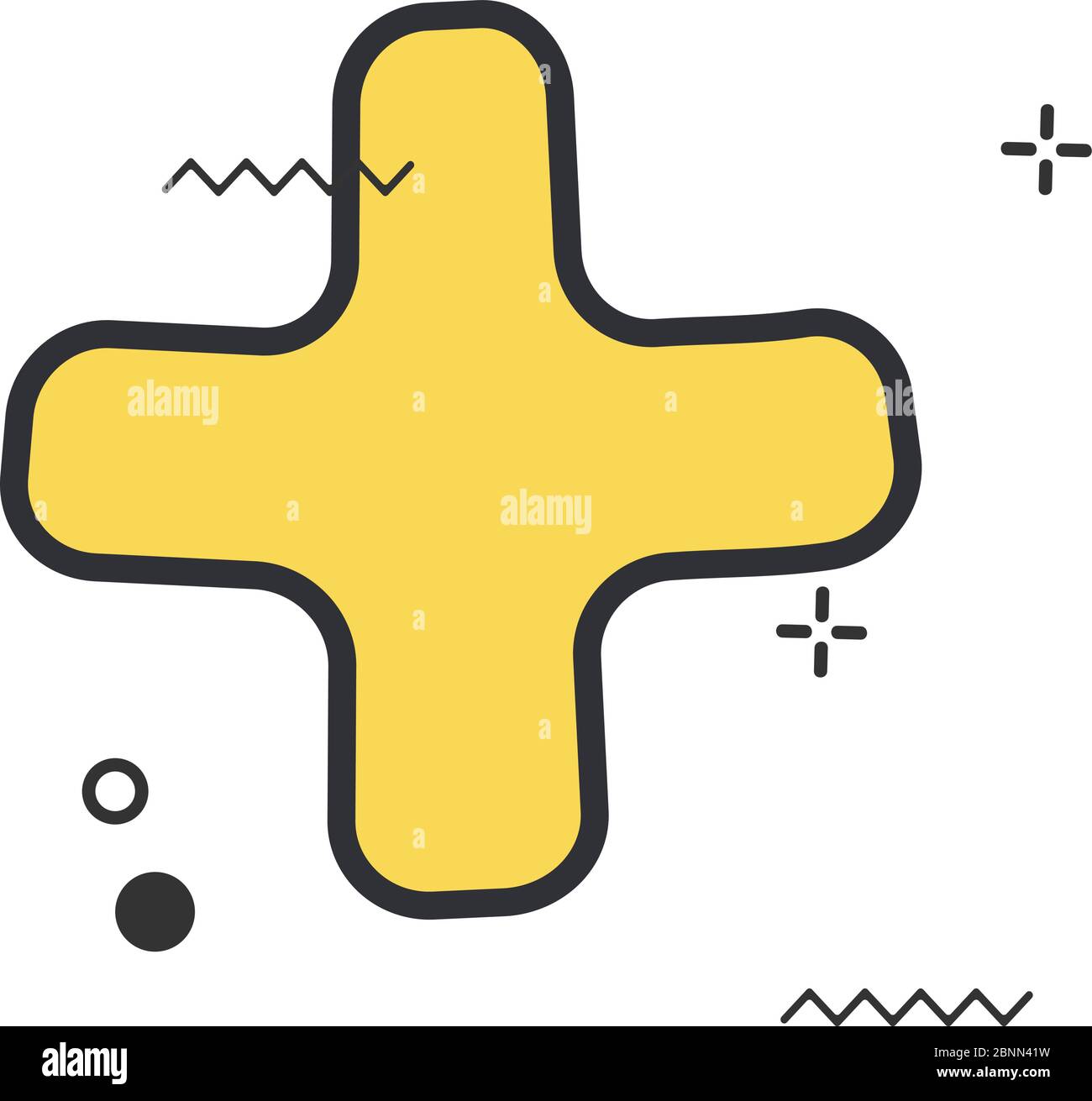 Plus or cross symbol. hand drawn plus cross sign with memphis symbols ...