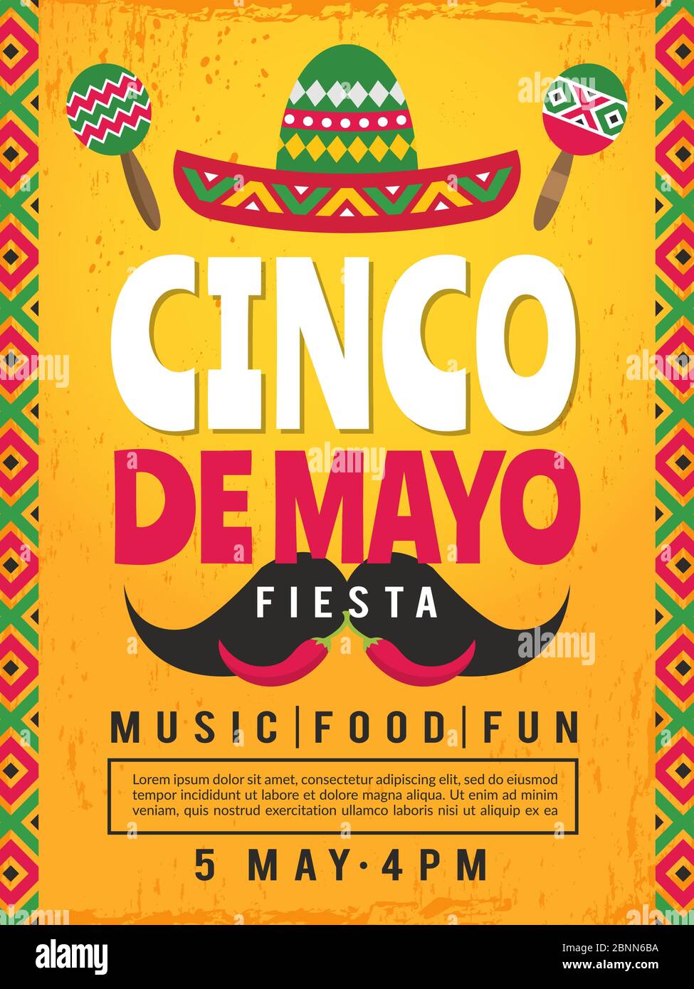 Poster of mexican fiesta. Design template of party invitation Stock Vector