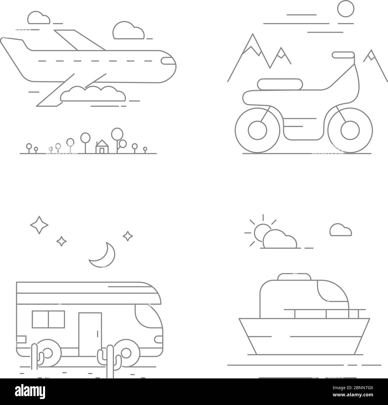 Urban transport icons. Vector compositions with transport Stock Vector