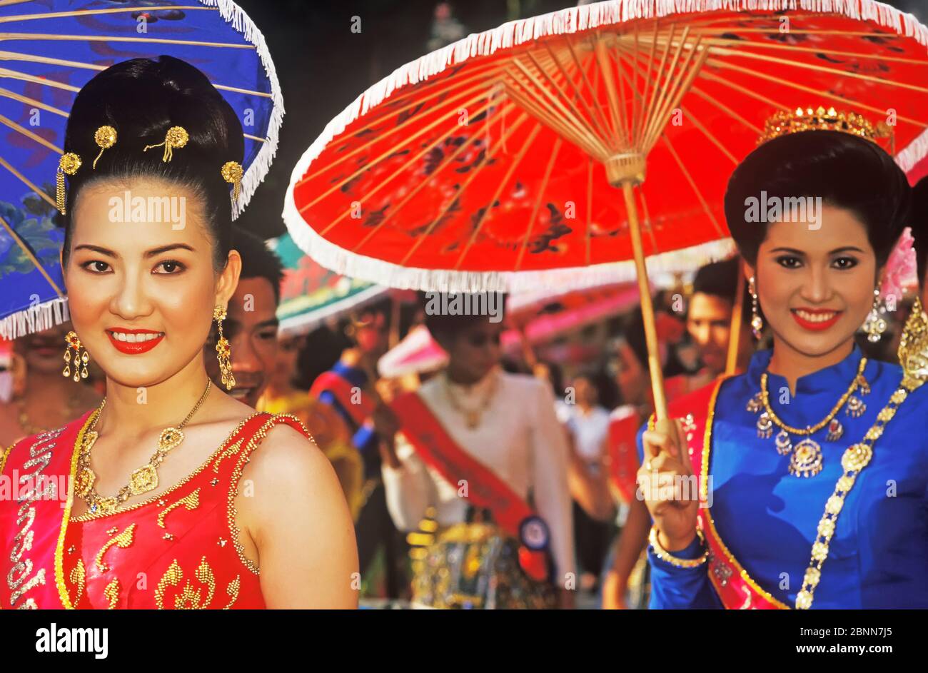 Thai women smiling, King Narai Reign Fair, Lopburi, Thailand, Asia Stock Photo