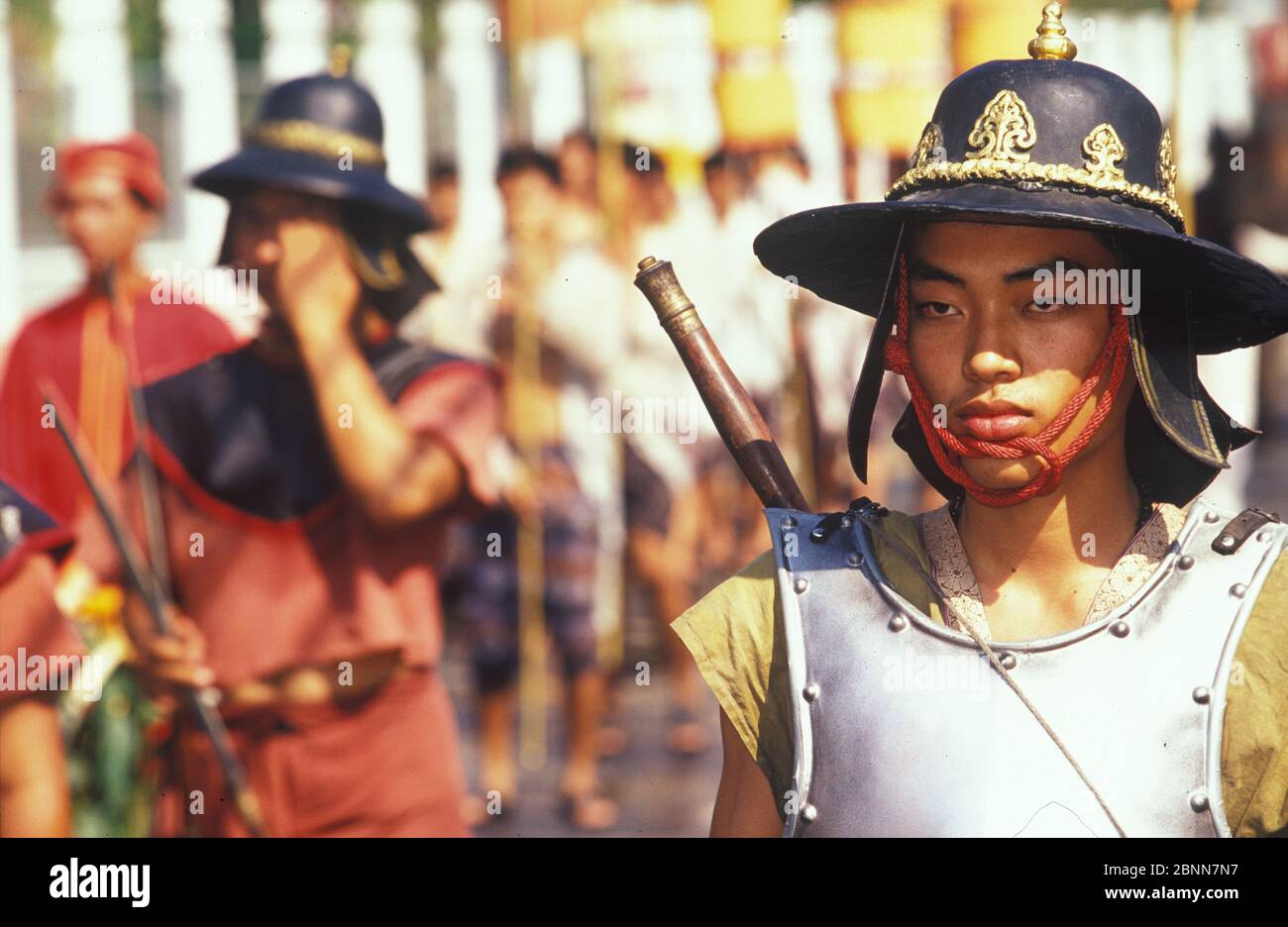 Thai soldiers parading, King Narai Reign Fair, Lopburi, Thailand, Asia Stock Photo