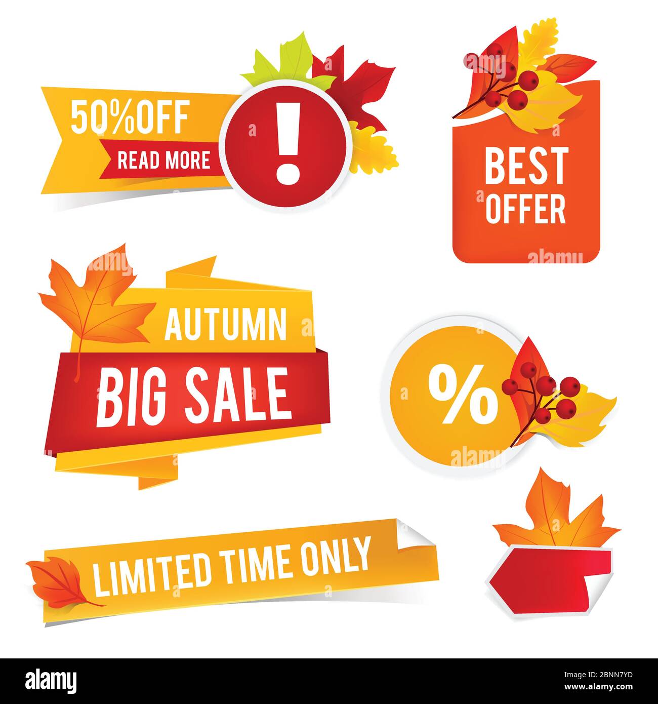 Autumn offer sales. Vector badges and stickers for advertizing Stock ...