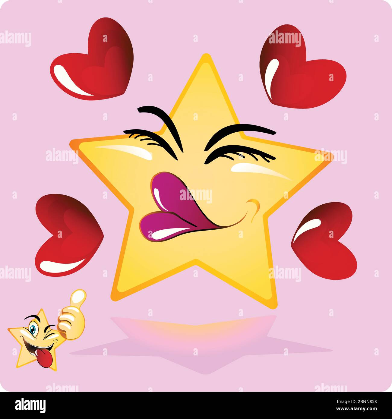 Illustration of Female Star emoji Gradient Style with heart. Stock