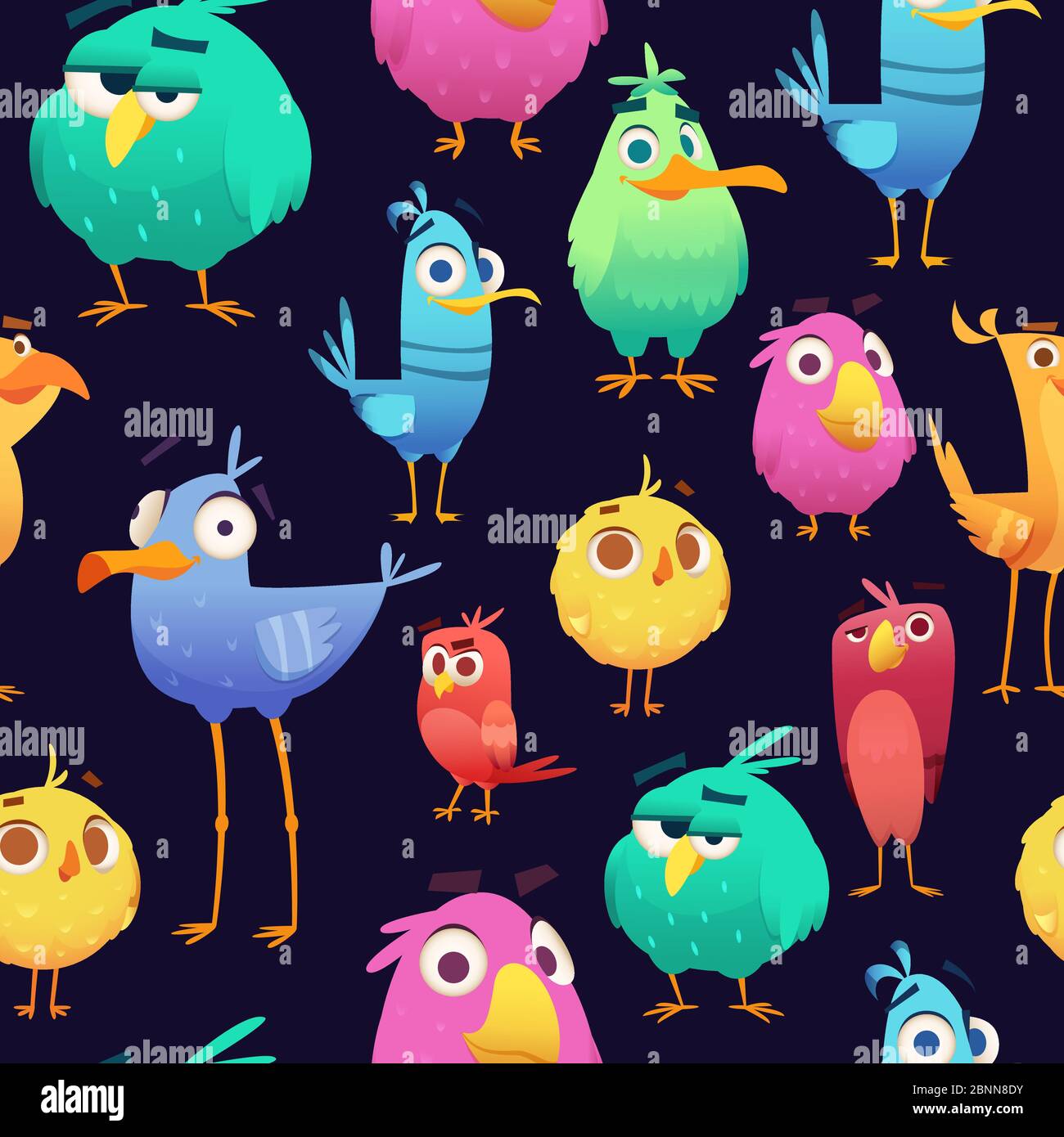 Angry birds pattern. Game parrots and exotic baby cute and funny colored  birds. Vector cartoon seamless illustrations Stock Vector Image & Art -  Alamy