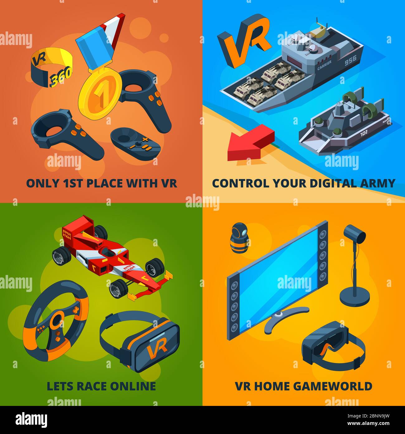 VR computer games. Digital entertainment immersive experience peoples ...