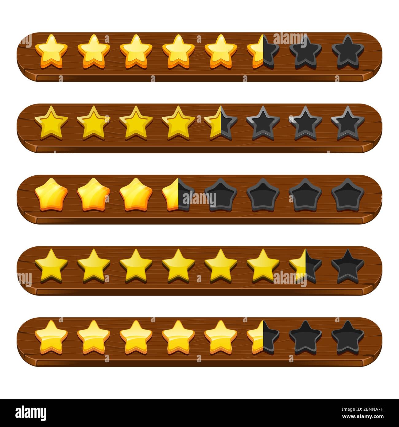 Stars and ribbons gui. Mobile game status bar symbols and colored menu