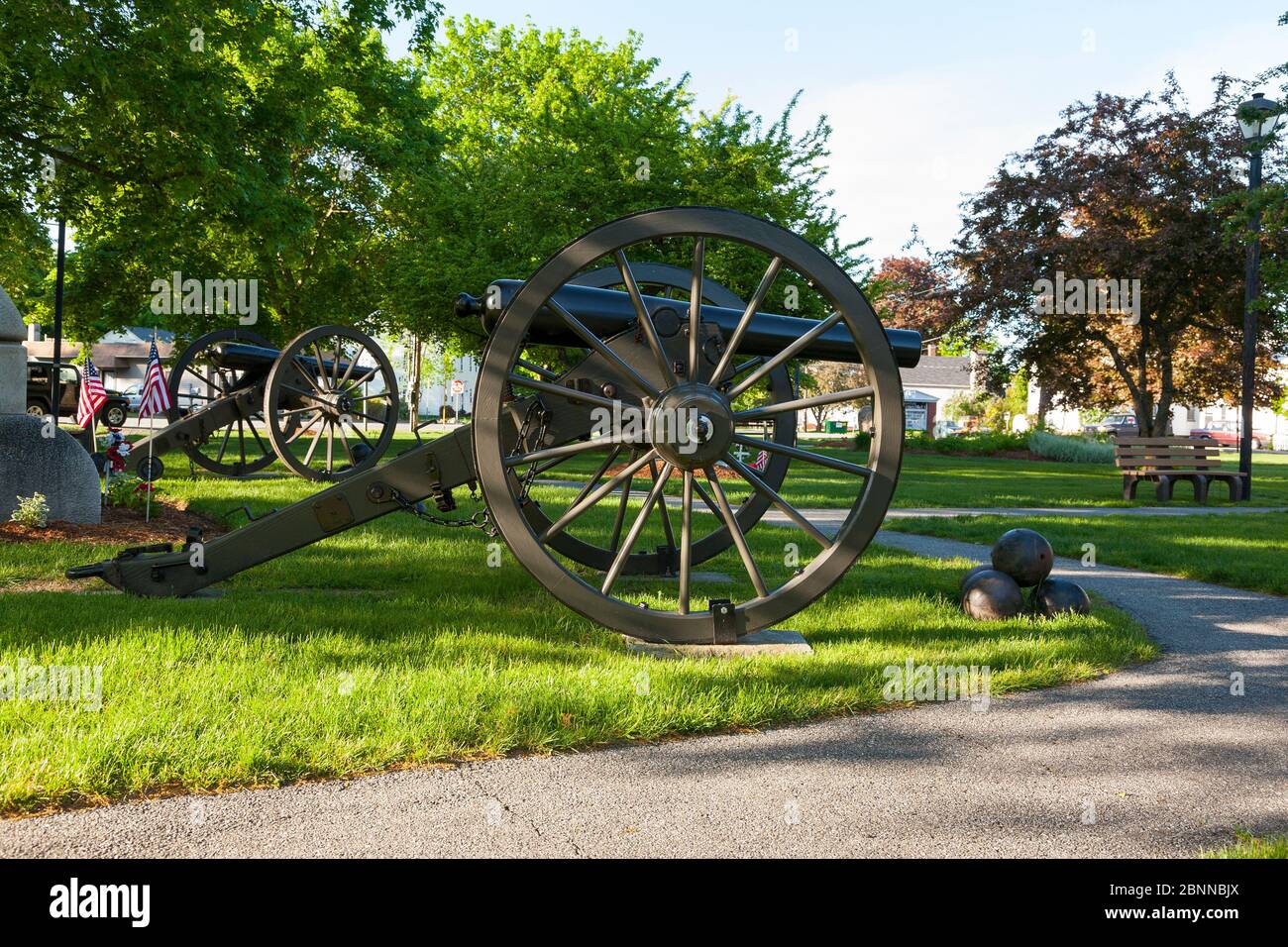 The Town common in Plaistow, New Hampshire, USA which is part of scenic New England Stock Photo