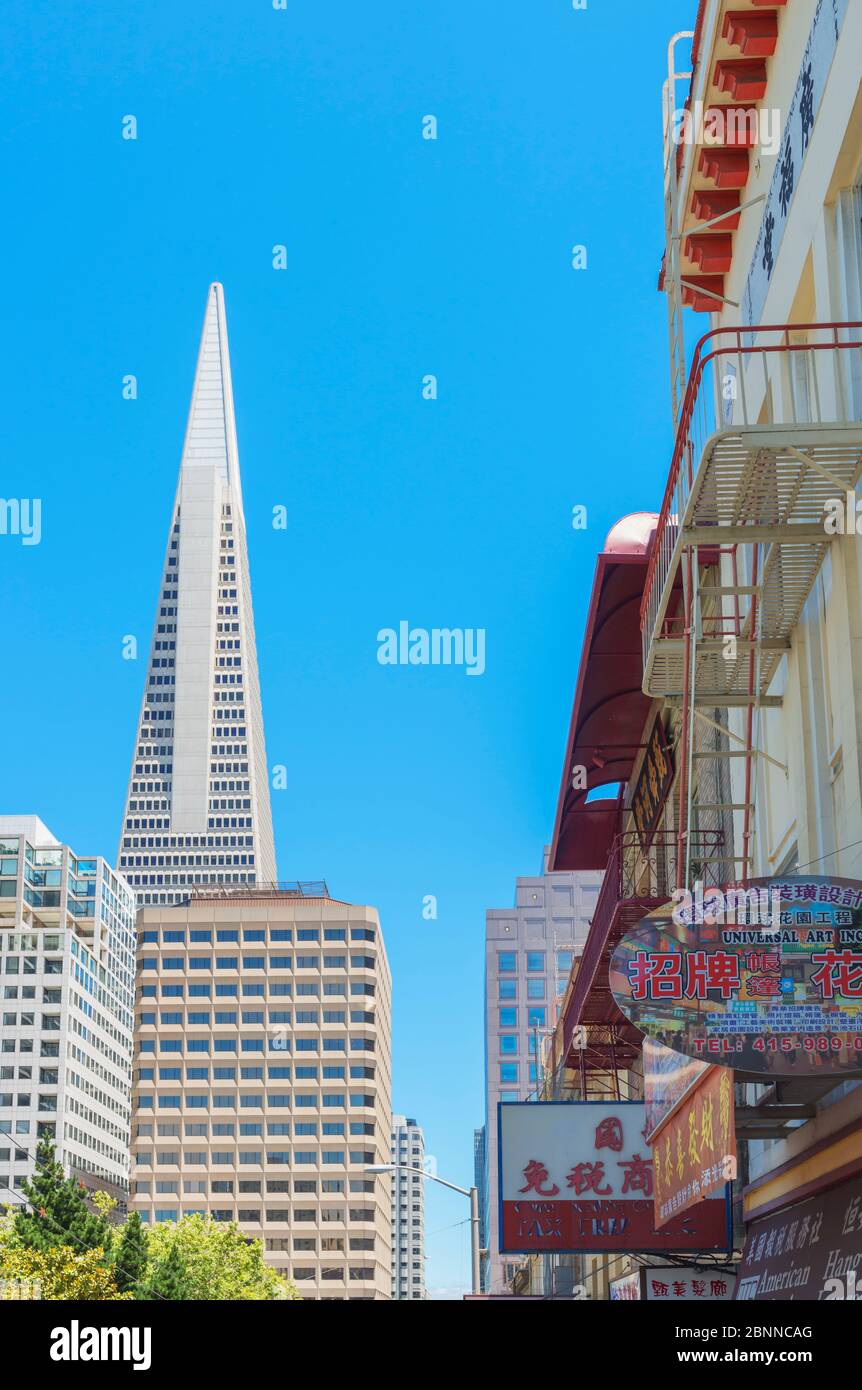TransAmerica building, Chinatown, San Francisco, California, USA Stock Photo
