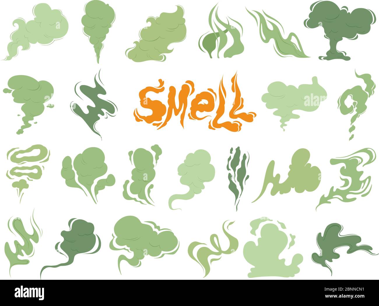 Bad smell. Steam smoke clouds of cigarettes or expired old food vector