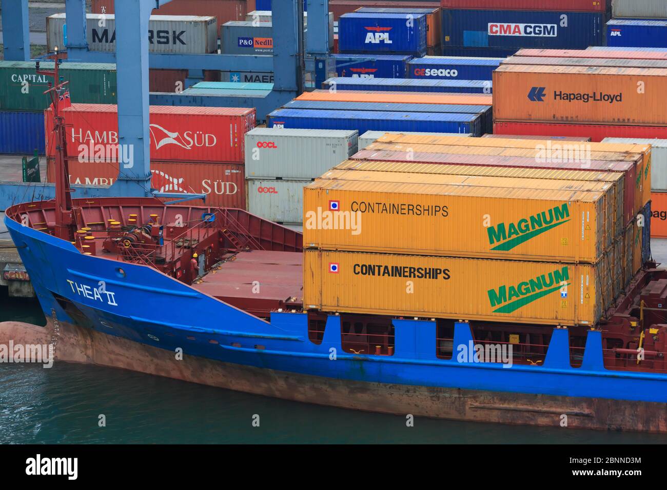 Container ship, Port of Belfast, Northern Ireland, United Kingdom Stock