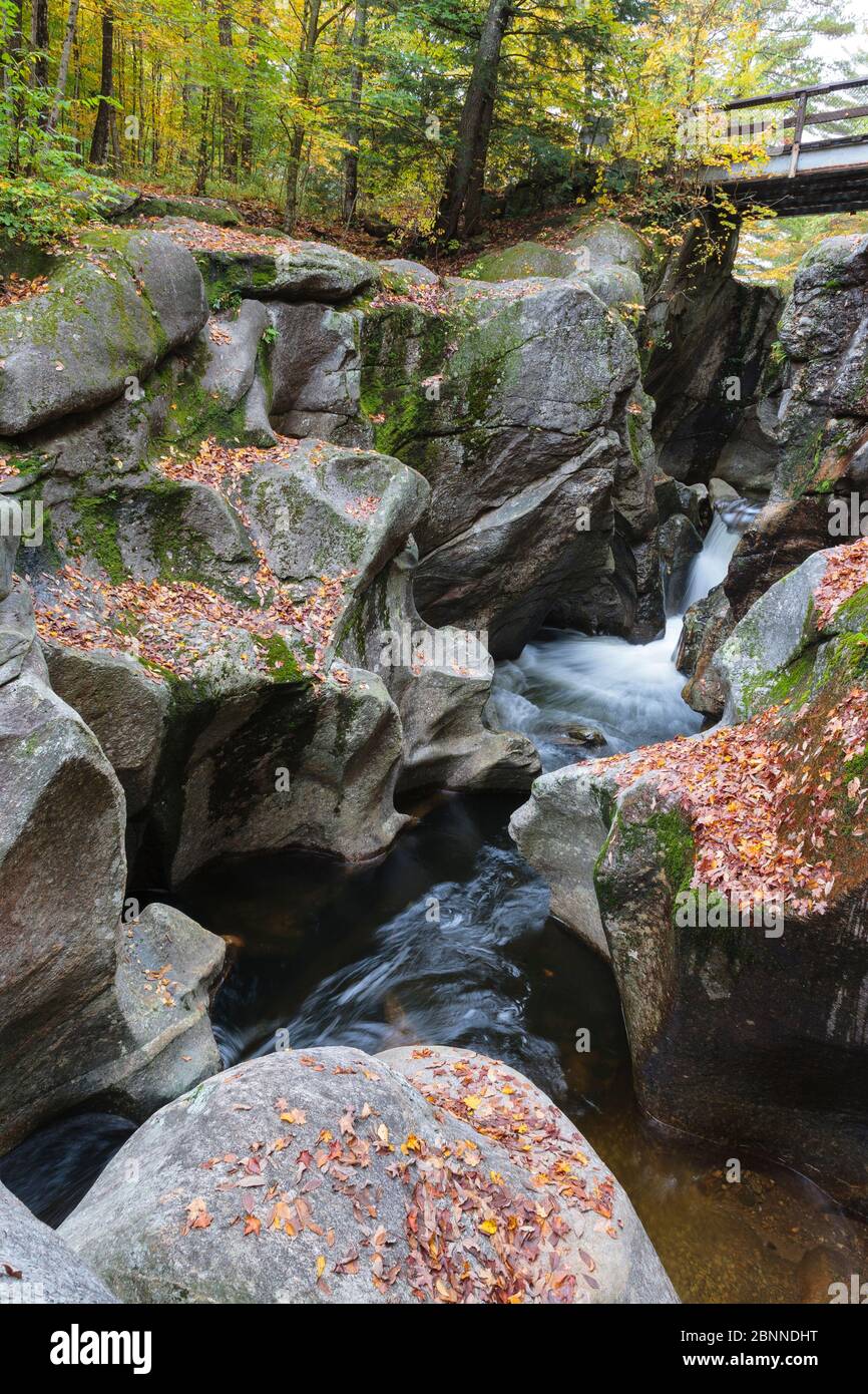 Sculptured Rocks Natural Area in Groton, New Hampshire during the