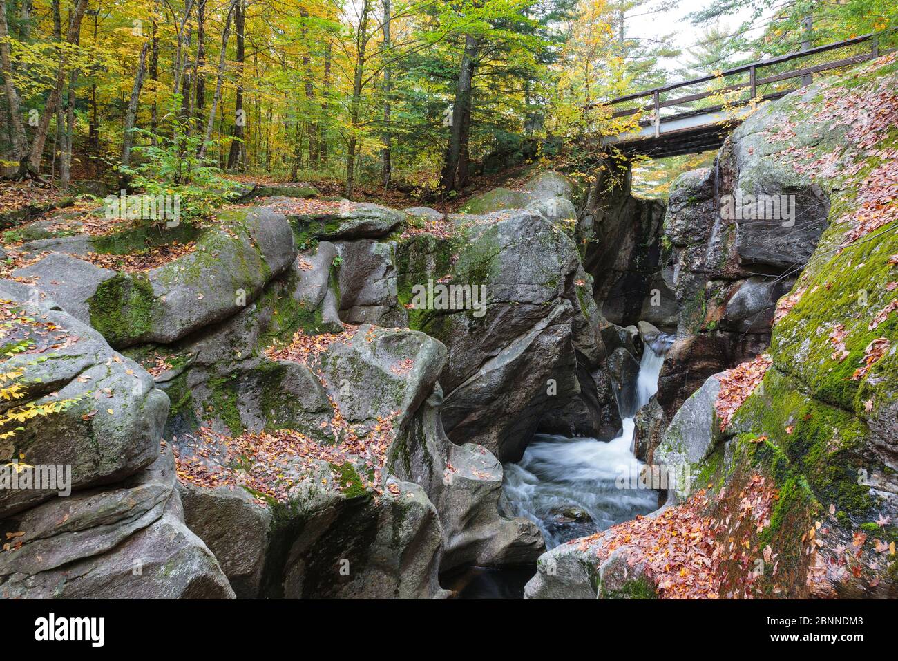Sculptured Rocks Natural Area in Groton, New Hampshire during the