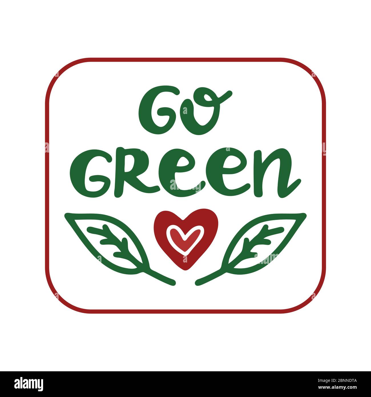 Go green. Handwritten ecological quote. Isolated on white background. Vector stock illustration. Stock Vector