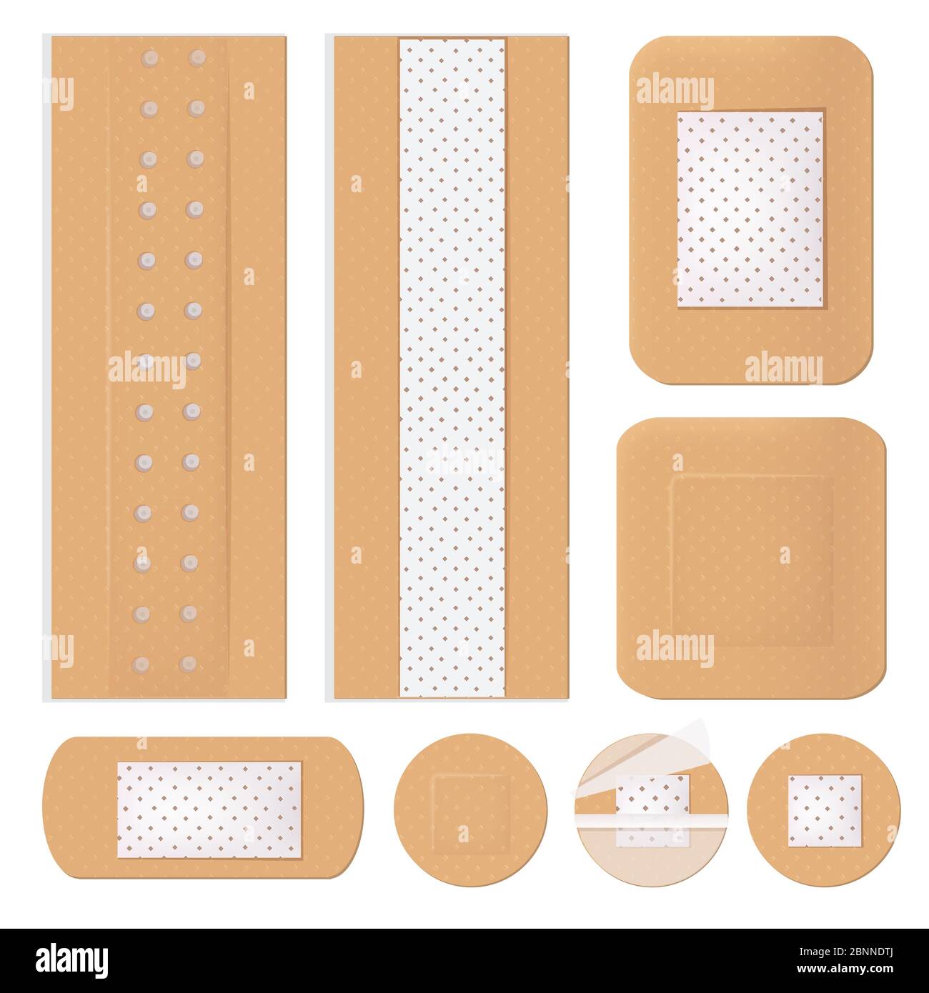 Medical bandage. Plastering shapes adhesive healthcare medicine plaster