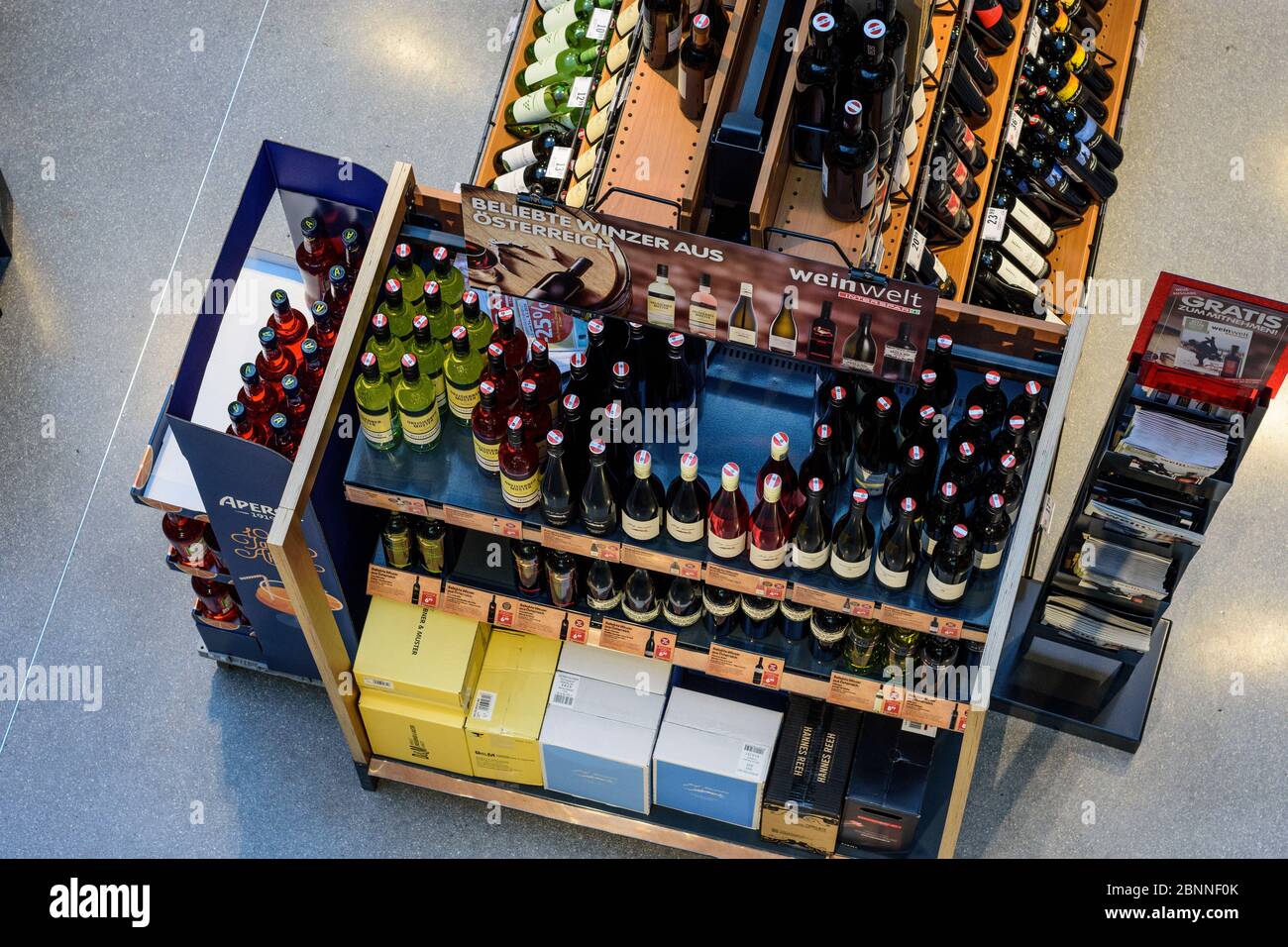 Wien, Vienna Austrian wine bottles, shelf, Interspar hypermarket supermarket, food store, in