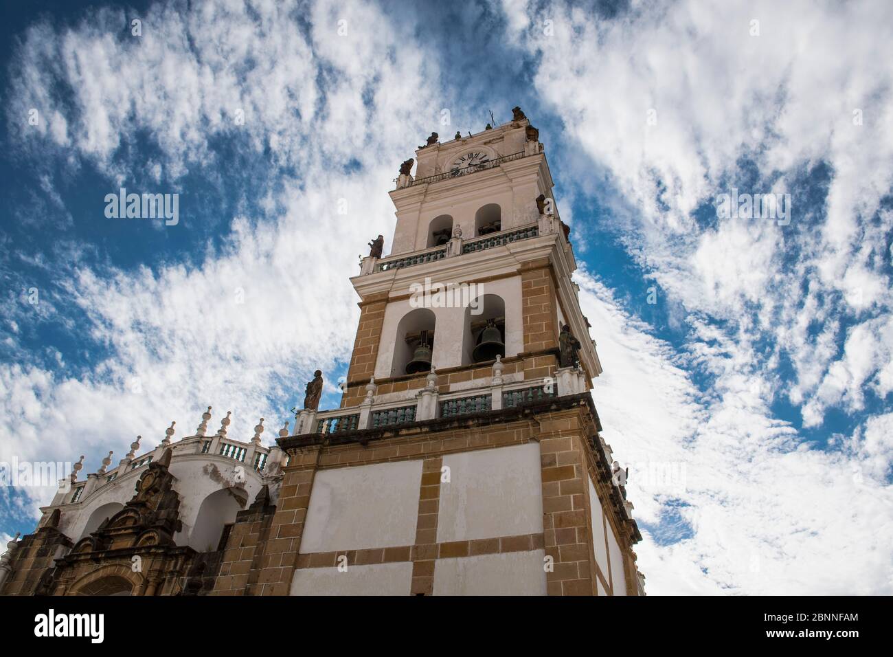 Low angle view of Sucre Metropolitan Cathedral, Chuquisaca, Bolivia Stock Photo