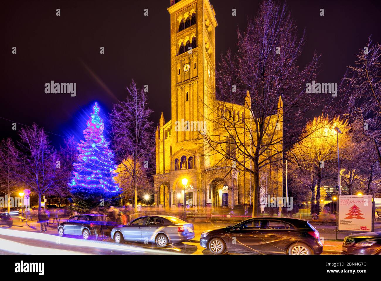 Catholic parish church of St. Peter and Paul, Christmas market, blue