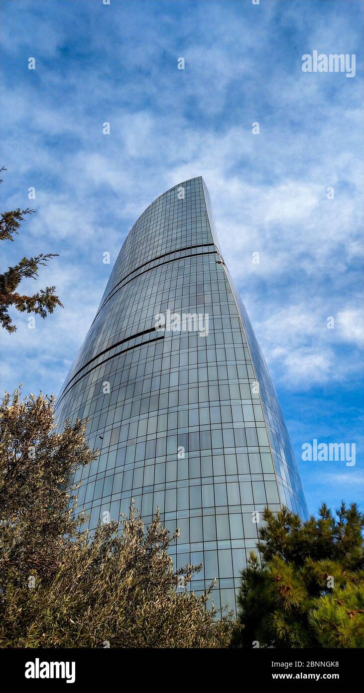 Beautiful view of flame tower, Baku, Azerbaijan 18/02/2019 Stock Photo