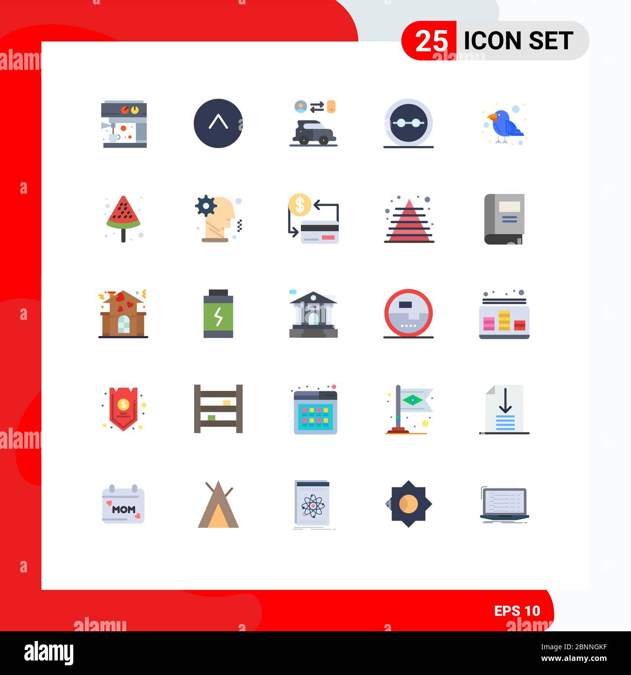 Set of 25 Modern UI Icons Symbols Signs for bird, carnival, man, lenses, geek Editable Vector Design Elements Stock Vector