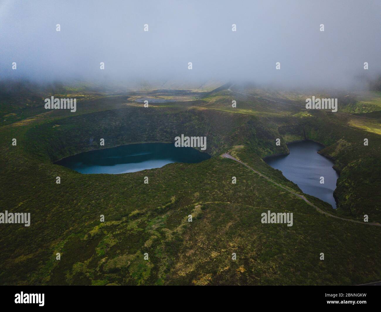 Azores, Flores, landscape, lakes, drone shot Stock Photo