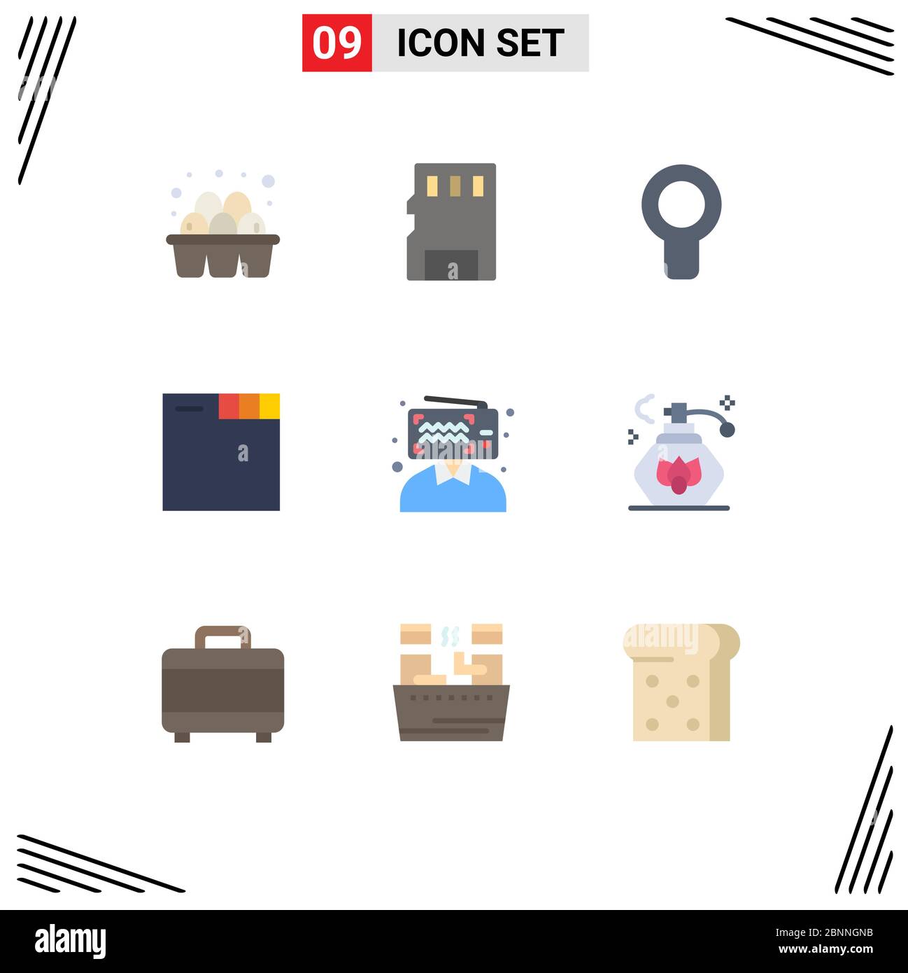 9 Creative Icons Modern Signs and Symbols of broadcasting, blogger, cooler, web, browser Editable Vector Design Elements Stock Vector