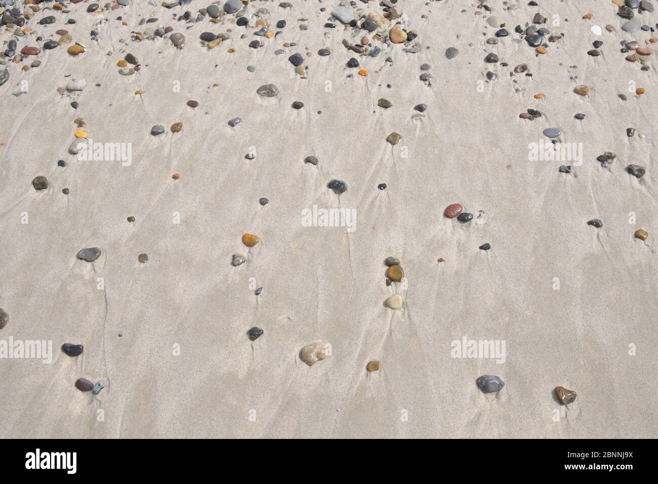 Sandy beach with pebble, Hvide Sande, Ringkobing Fjord, North Sea, Midtjylland, Central Jutland, Denmark Stock Photo