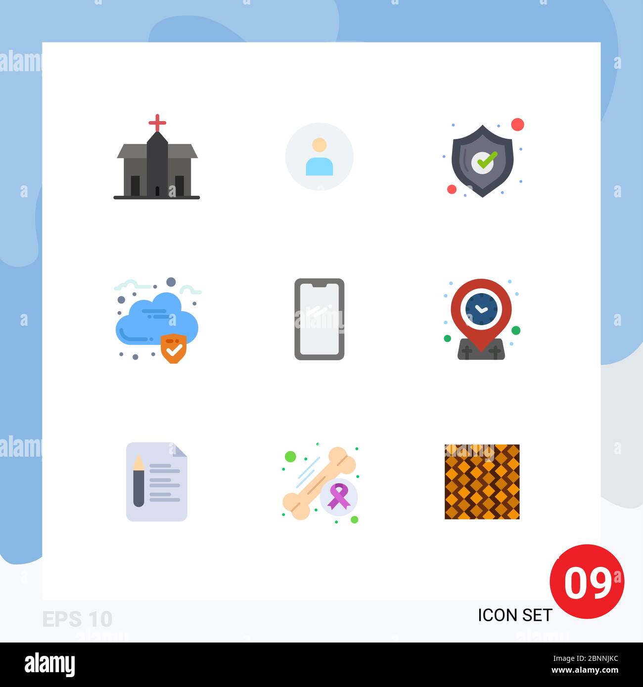 Set Of 9 Modern Ui Icons Symbols Signs For Mobile Phone Ui Security Cloud Editable Vector 6600