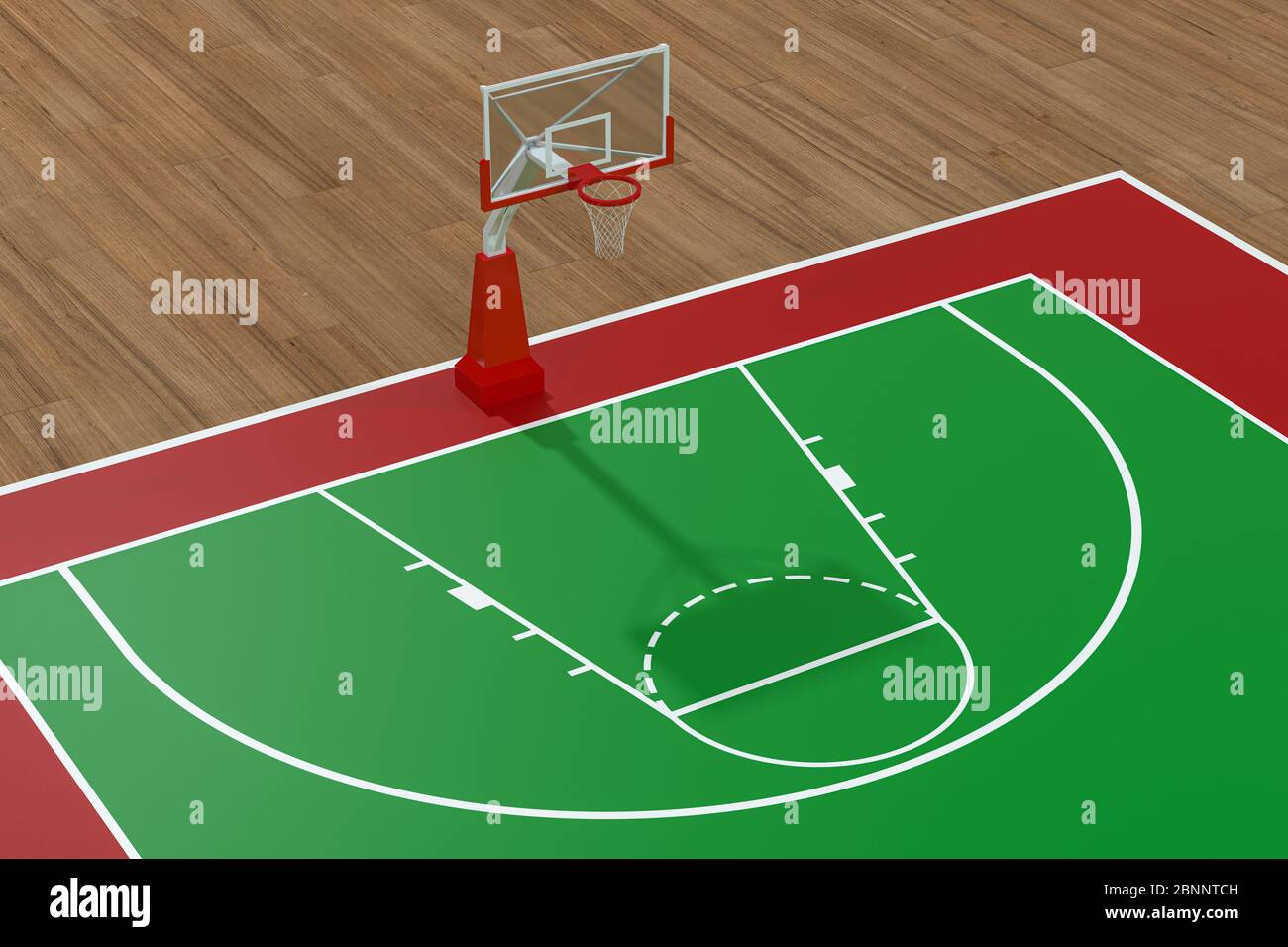 Basketball court with wooden floor, 3d rendering. Computer digital drawing  Stock Photo - Alamy