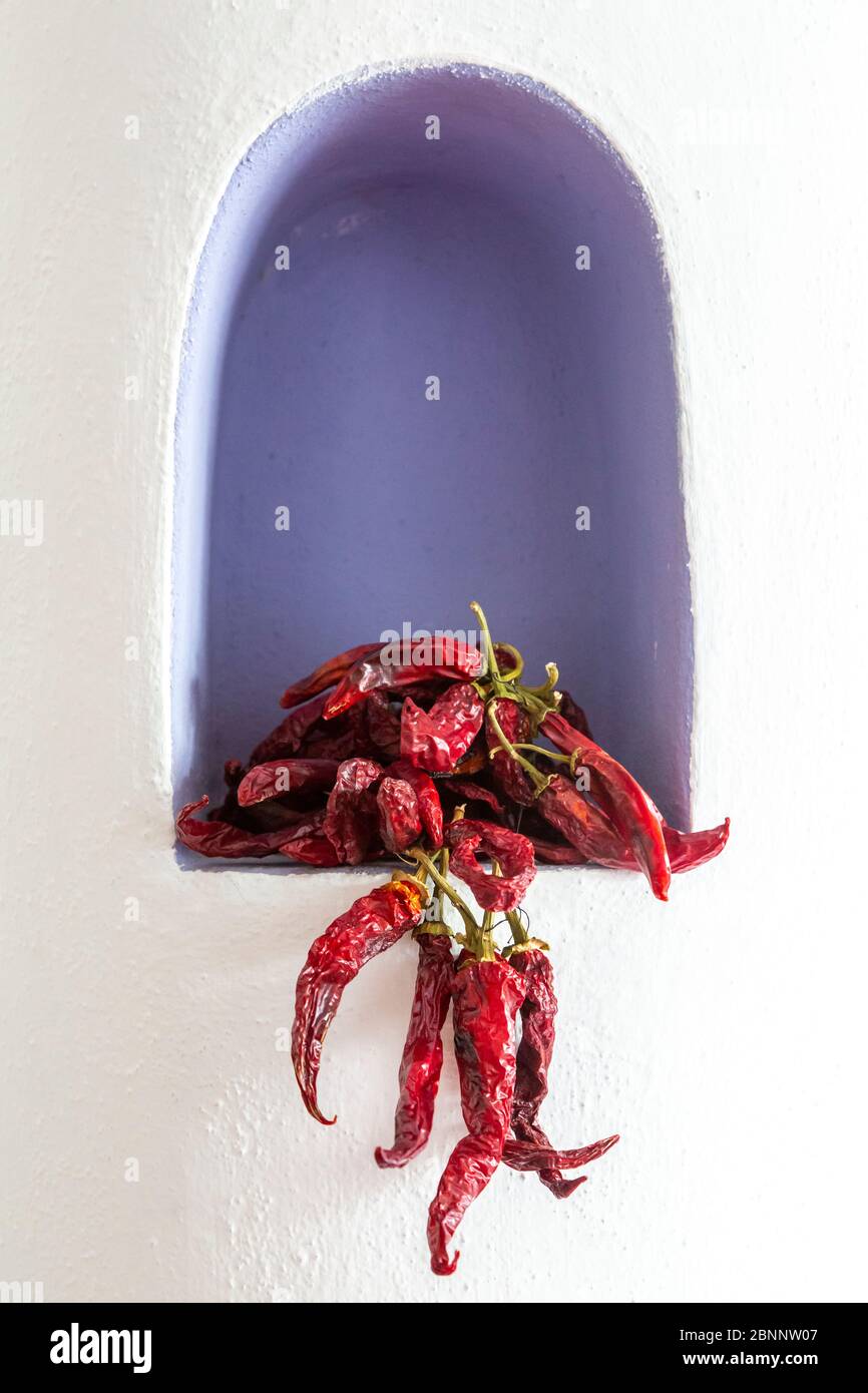Dried chili peppers, Aeolian Islands, Aeolian Islands, Sicily, Italy Stock Photo