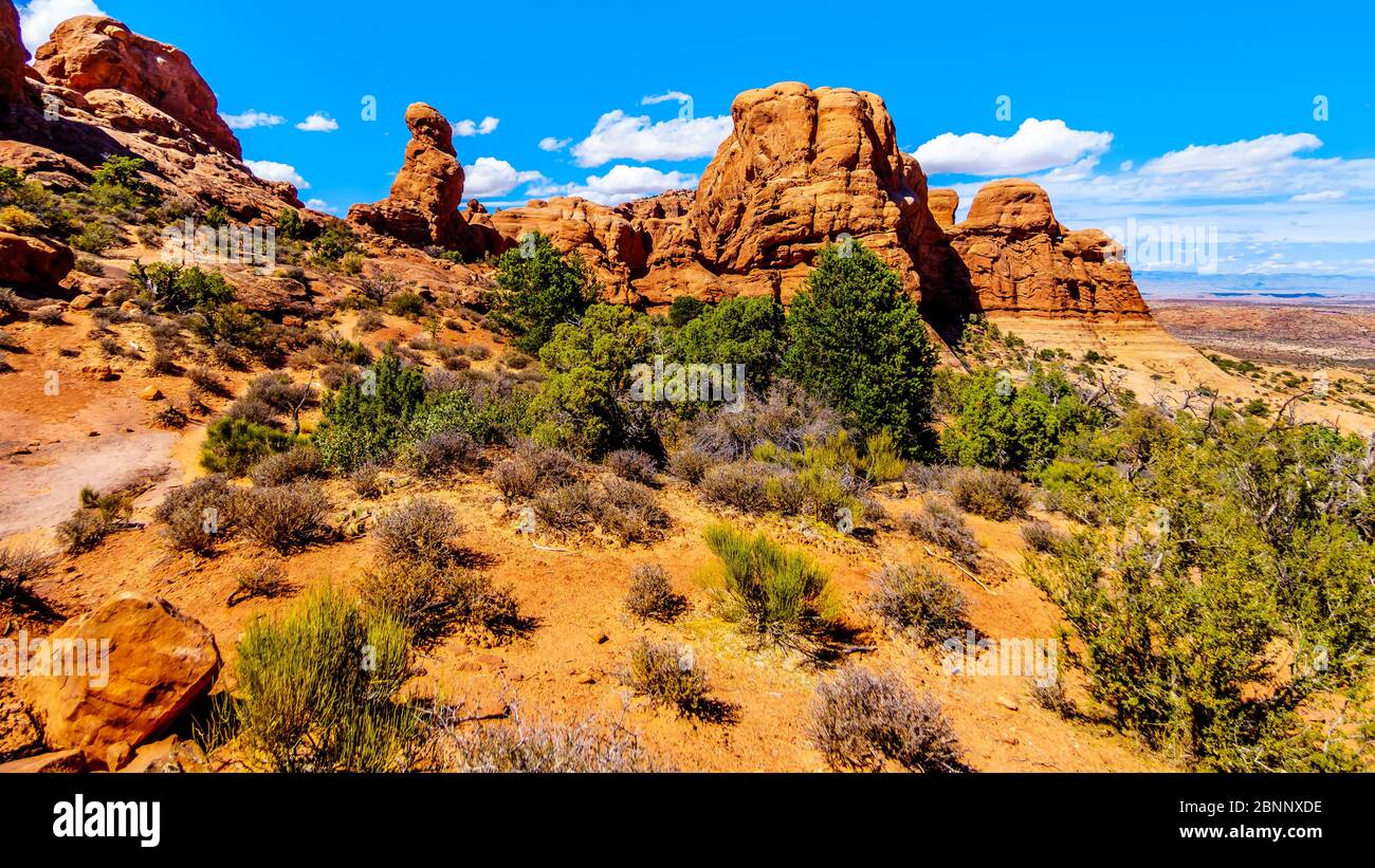 Hiking through Unique Red Sandstone Pinnacles and Rock Formations on ...
