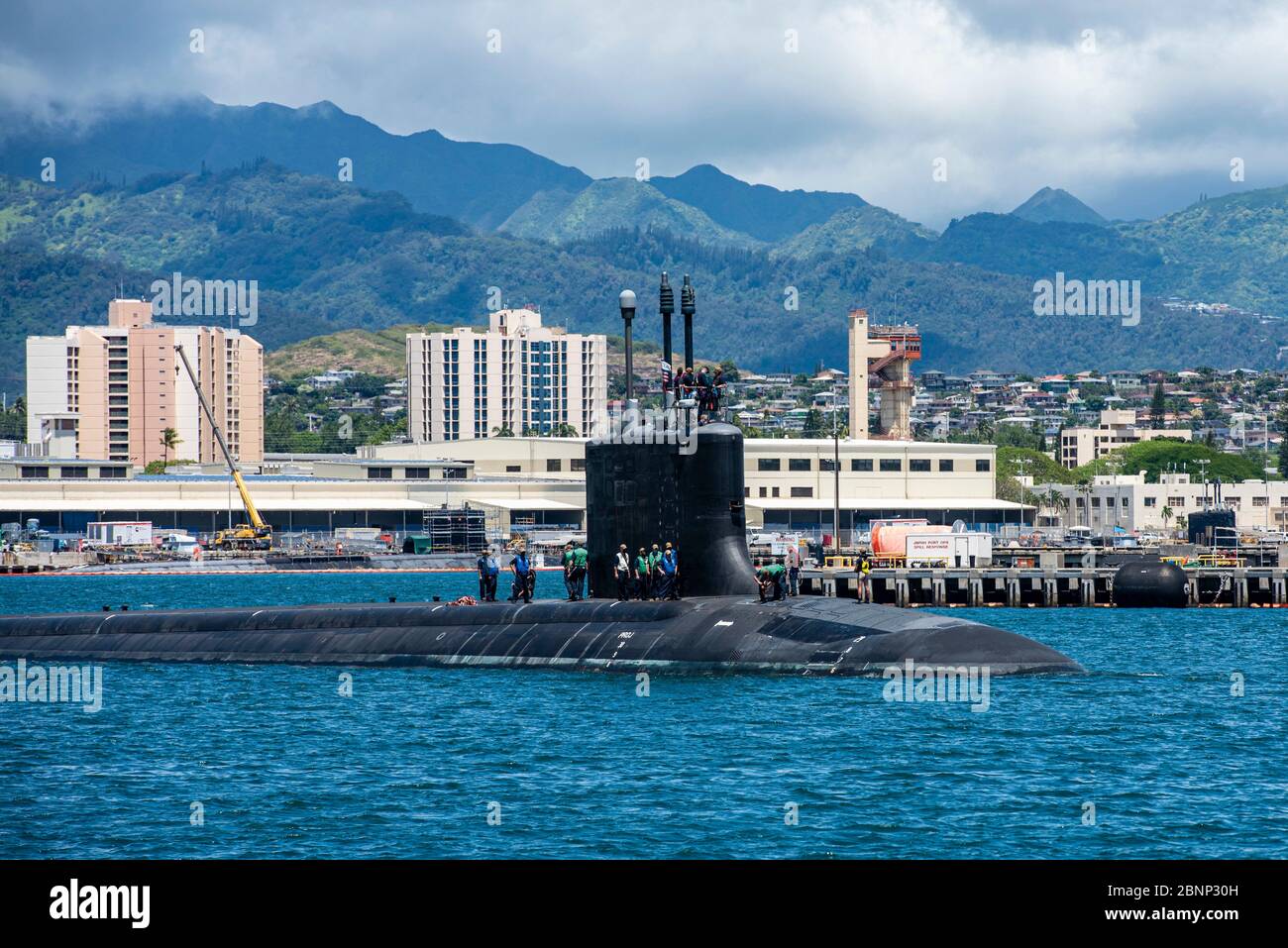 The U S Navy Virginia Class Fast Attack Submarine Uss Missouri Departs Pearl Harbor Naval