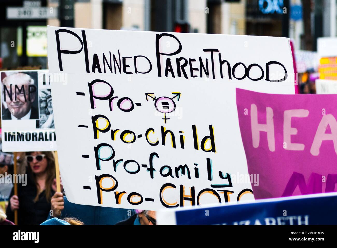 January 18, 2019 San Francisco / CA / USA - Placard in support of Planned Parenthood raised during the annual Women's March Stock Photo