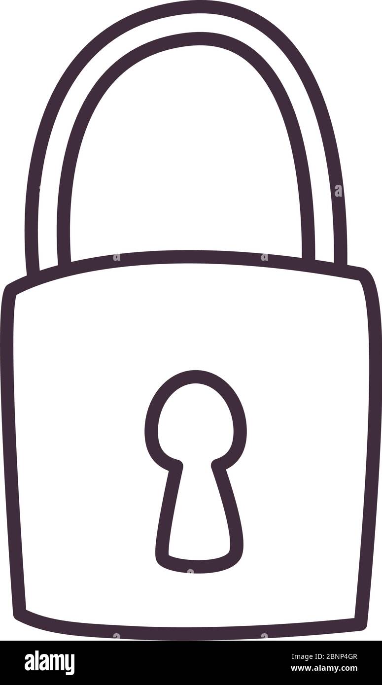 Padlock line style icon design of Security lock access door house safe ...