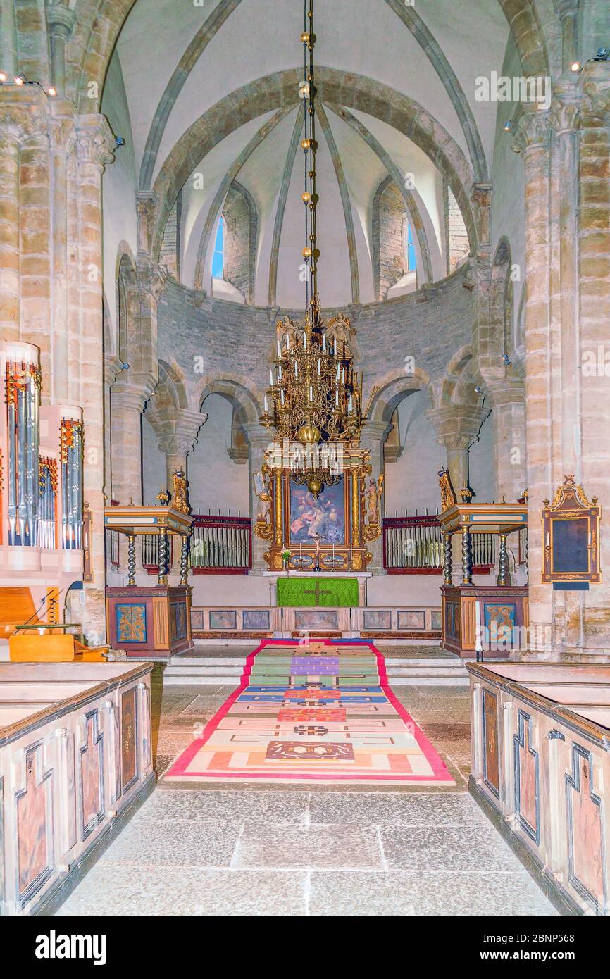 Sweden.Varnhem June 27, 2014. Interior view of Varnhem Abbey. West Gothland province Stock Photo