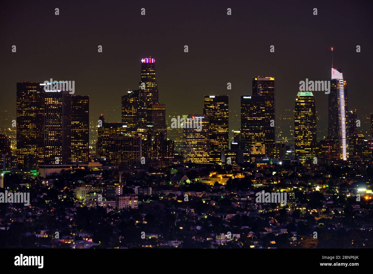 USA, United States of America, California, Los Angeles, Downtown, Hollywood, Beverly Hills, view from Griffith Observatory by night Stock Photo