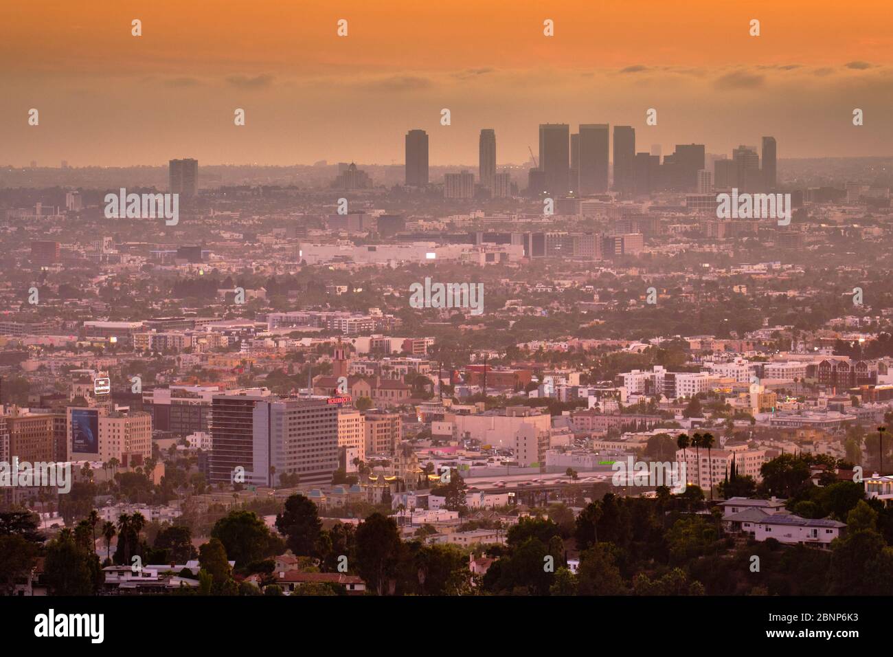 USA, United States of America, California, Los Angeles, Downtown, Hollywood, Beverly Hills, view from Griffith Observatory, Stock Photo