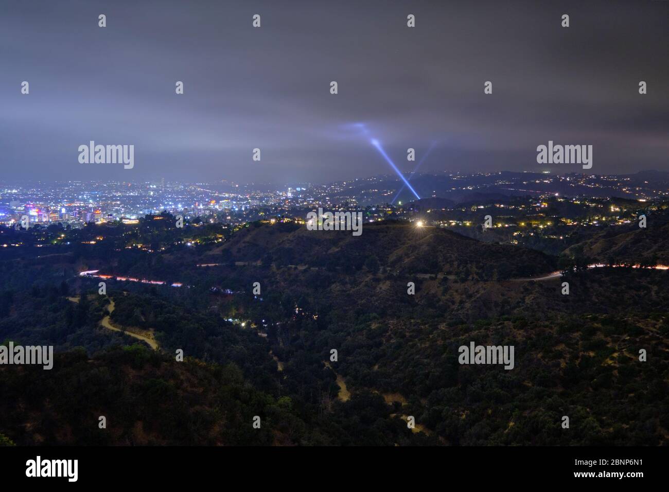 USA, United States of America, California, Los Angeles, Downtown, Hollywood, Beverly Hills, view from Griffith Observatory by night Stock Photo