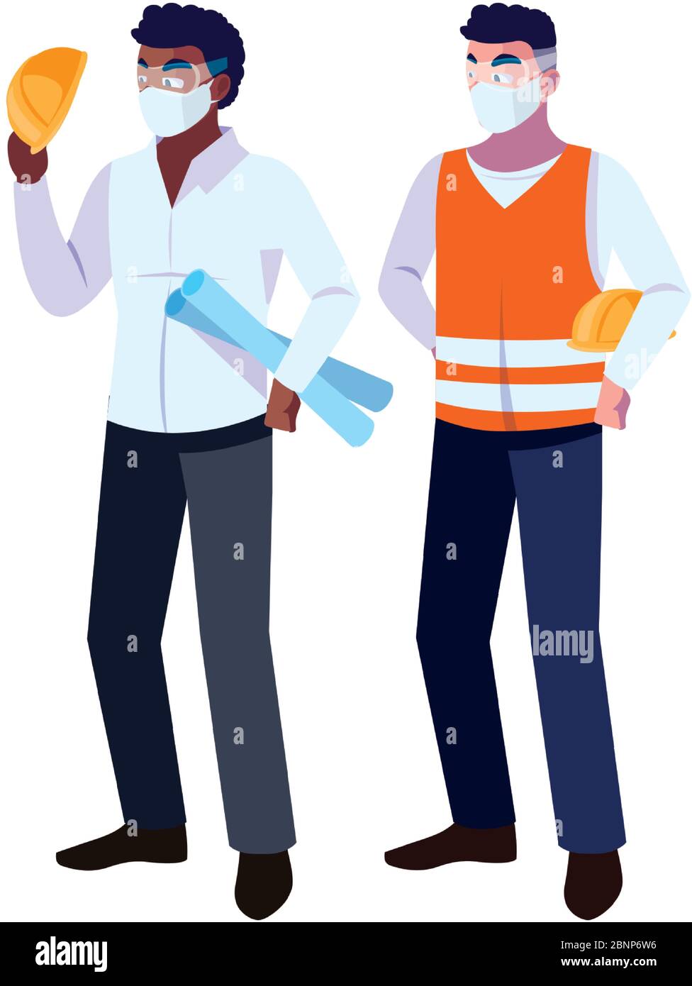architect and operator with mask vector illustration desing Stock Vector