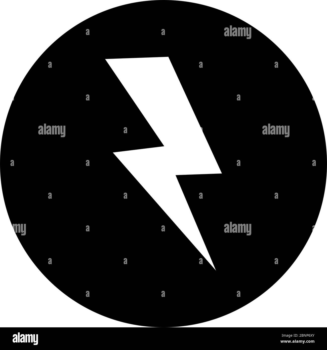 High voltage safety round icon sign vector graphics illustration. Black