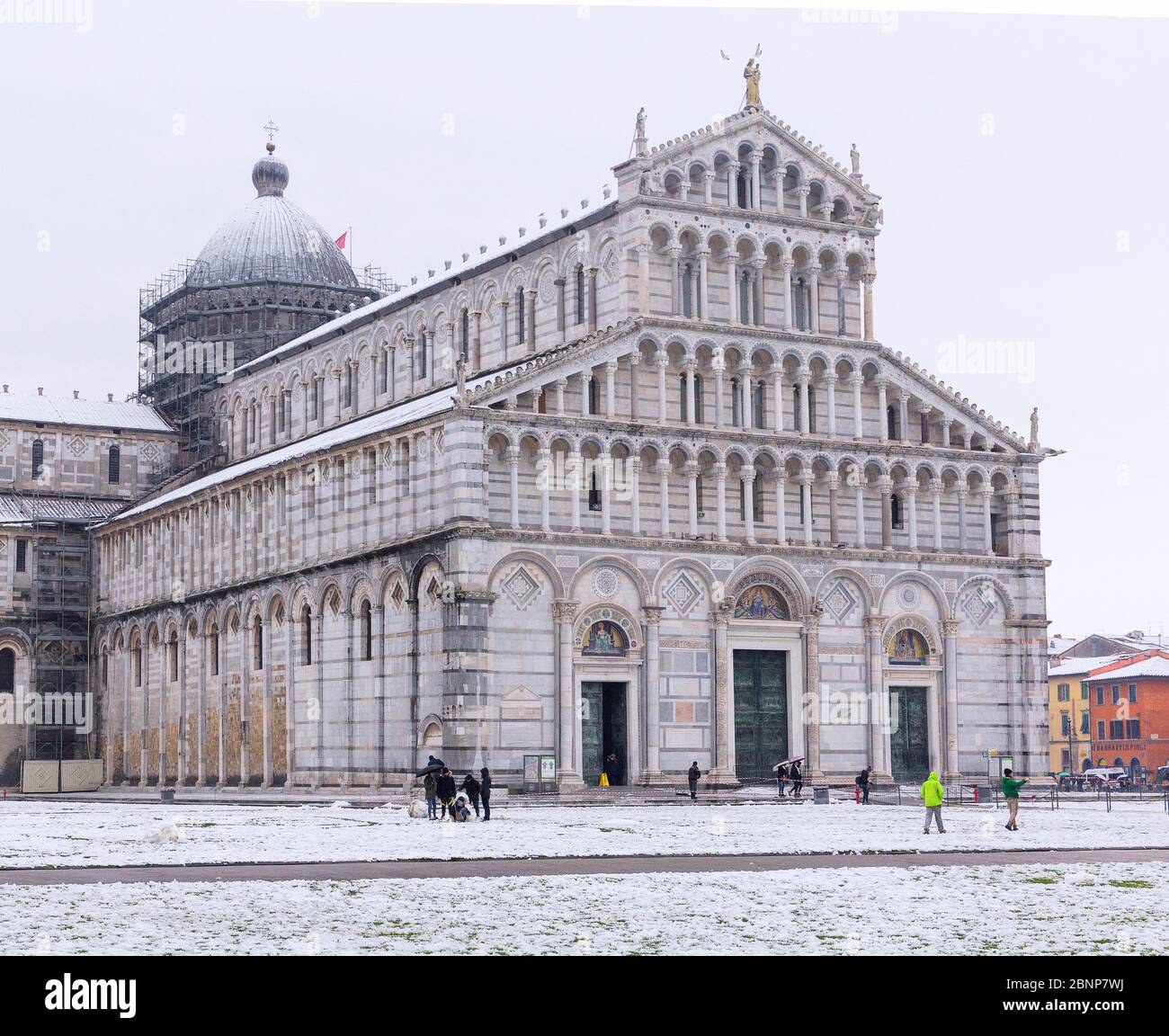 Pisa Cathedral in a snowy day, Campo dei Miracoli, Pisa, Tuscany, Italy, Europe Stock Photo