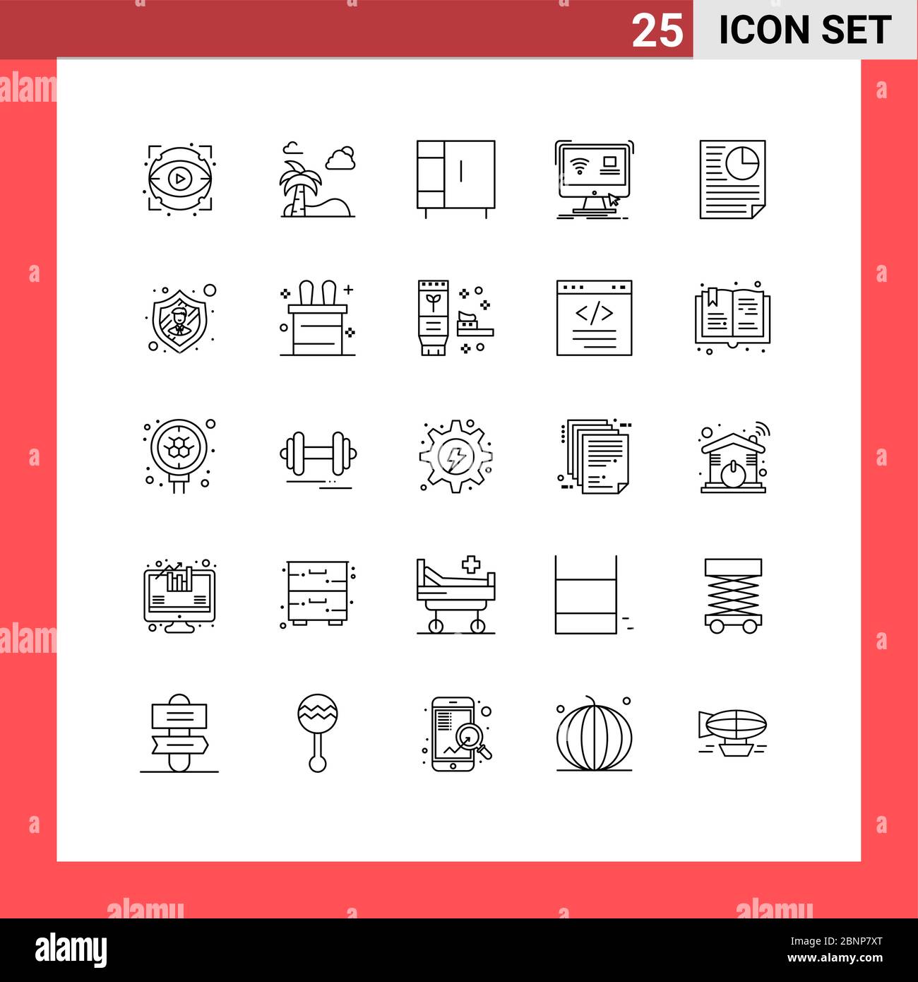 25 Creative Icons Modern Signs and Symbols of data, remote, furniture, monitor, control Editable Vector Design Elements Stock Vector