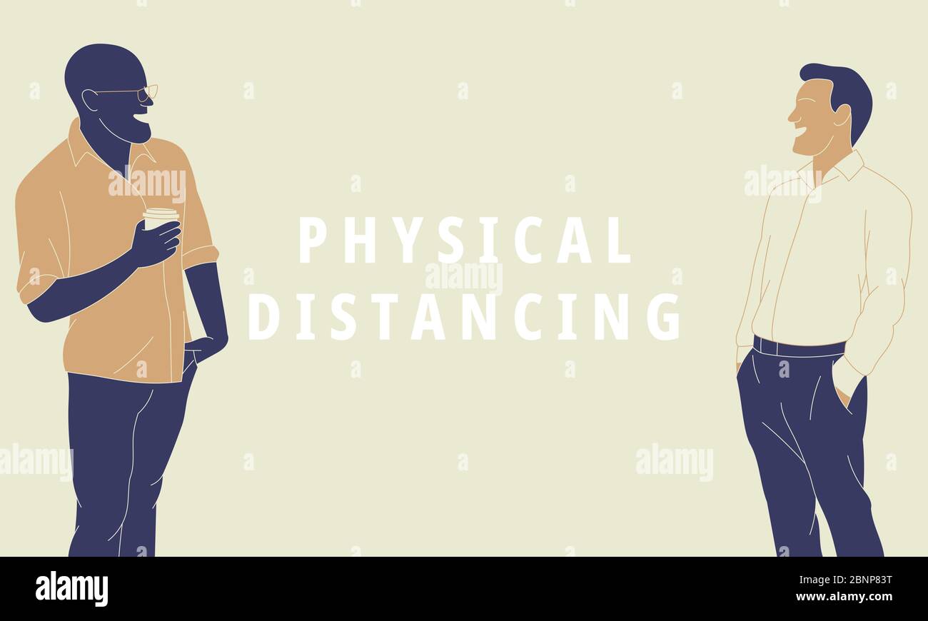 Illustration of physical distancing to prevent pandemic virus Stock ...