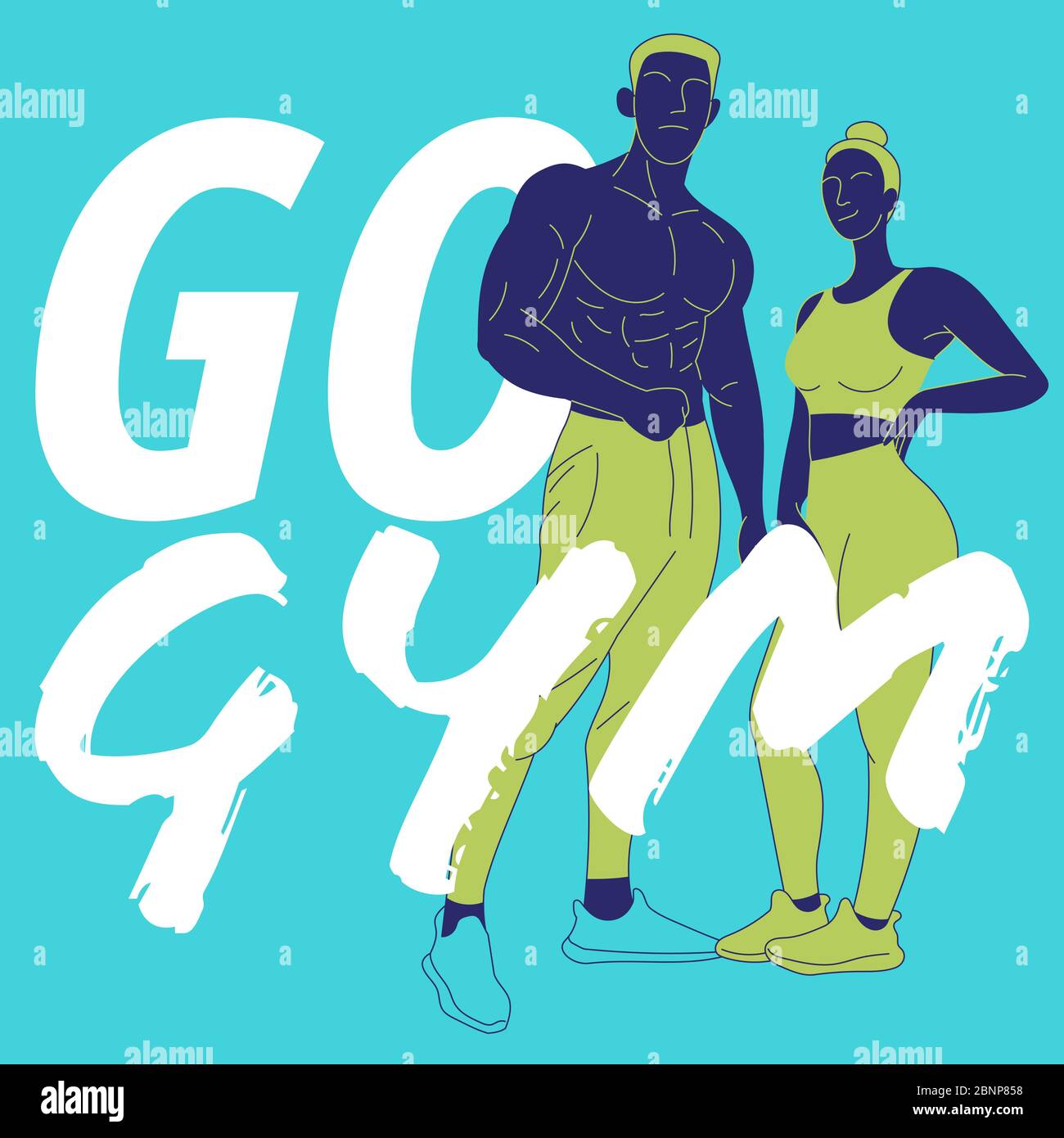 Illustrations of male and female exercise in the gym Stock Photo - Alamy