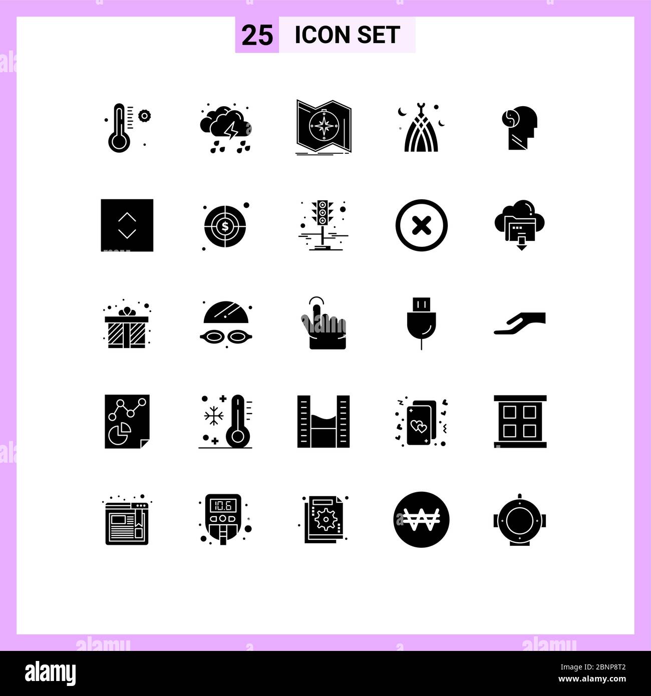 Set Of 25 Modern Ui Icons Symbols Signs For Svg Mosque Direction Month Navigation Editable Vector Design Elements Stock Vector Image Art Alamy