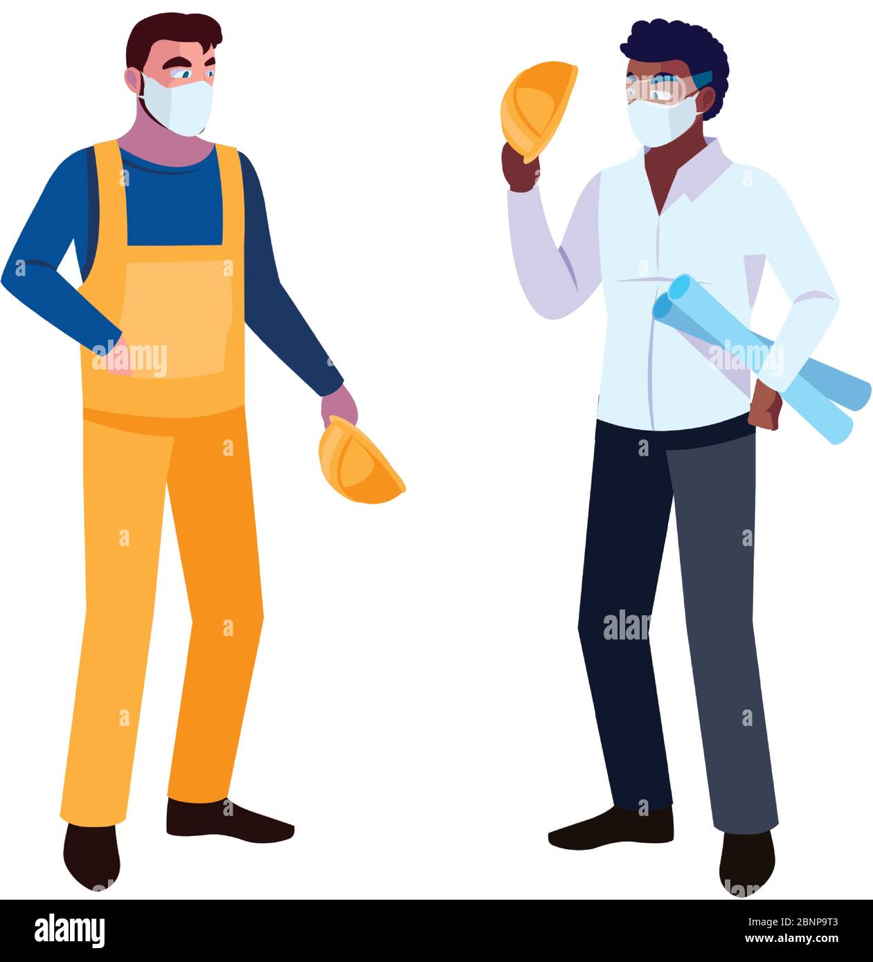 architect and operator with mask vector illustration desing Stock Vector