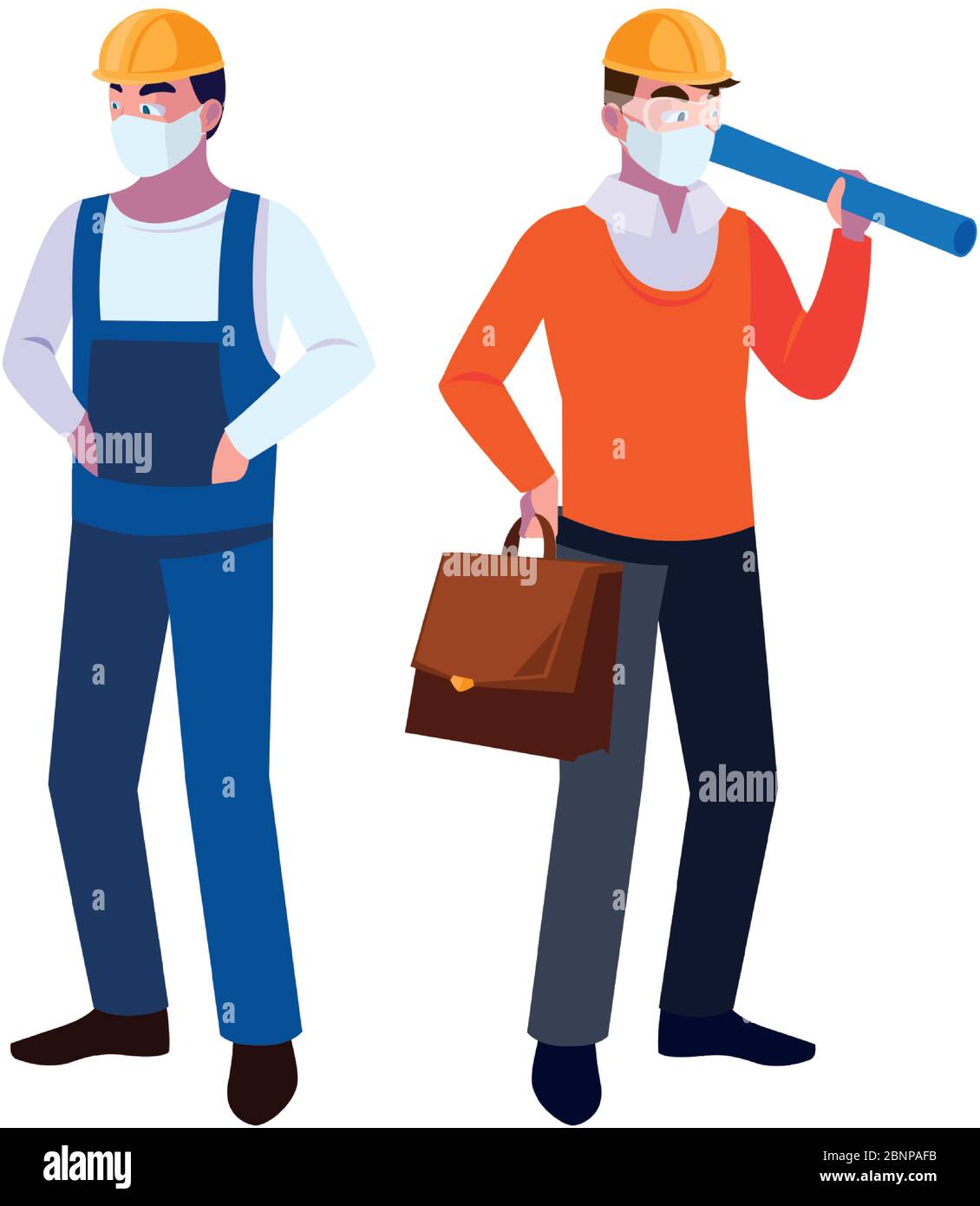 operator and architect with mask and helmet vector illustration desing Stock Vector