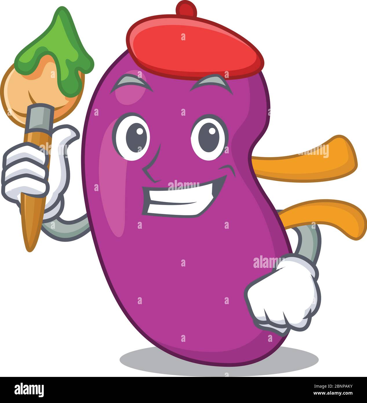 An artistic kidney artist mascot design paint using a brush Stock