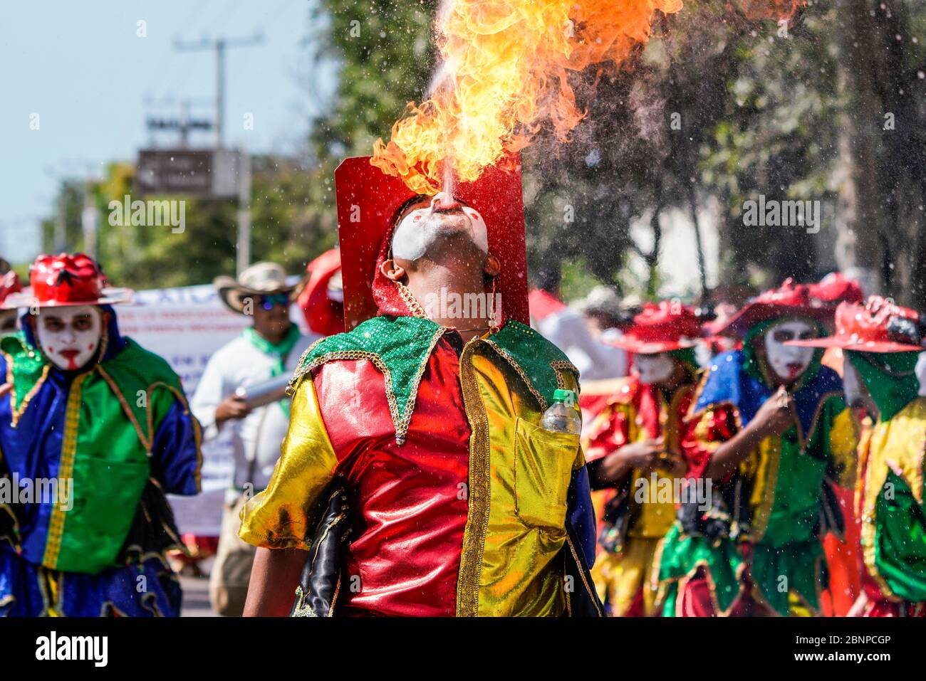 Tradition tell us that the Harlequin Devils  were born in the colony as an expression of mockery against colonization. Barranquilla boasts the second- Stock Photo