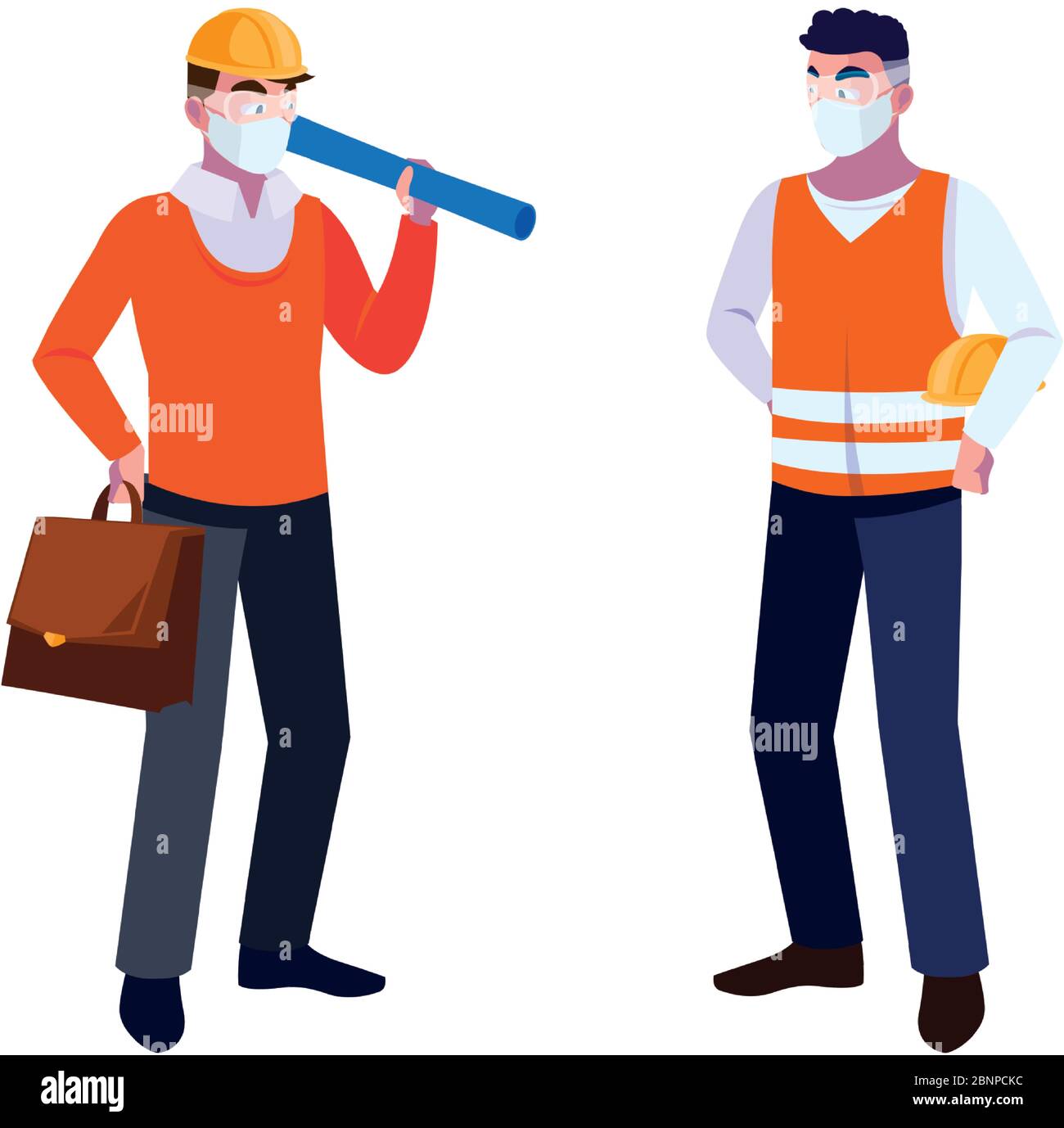 operator and architect with mask and helmet vector illustration desing Stock Vector