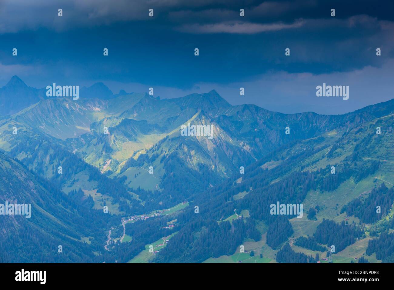 Gathering thunderstorm, Allgäu Alps, Kleinwalsertal, Vorarlberg, Austria, Europe Stock Photo